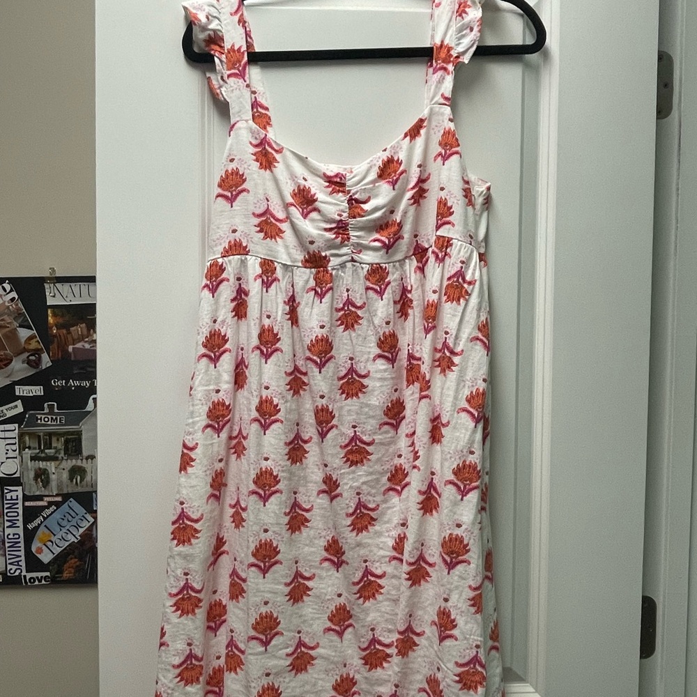 J. Crew White and Pink Floral Dress
